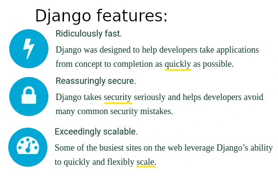 Django features - fast, secure and scalable